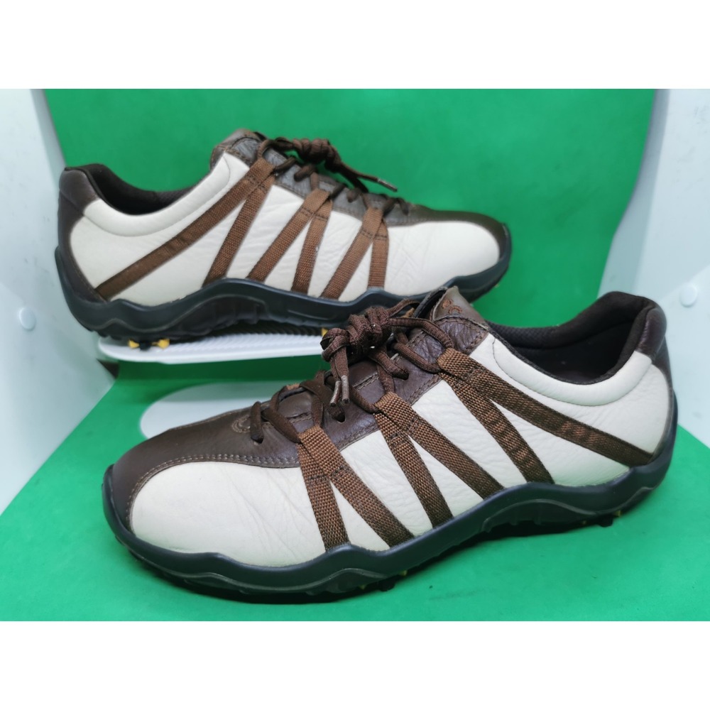 Ecco Golf Cas Cool Mens Brown Classic Leather Comfort Shoes spike Size 8.5/ 42 - Picture 11 of 16